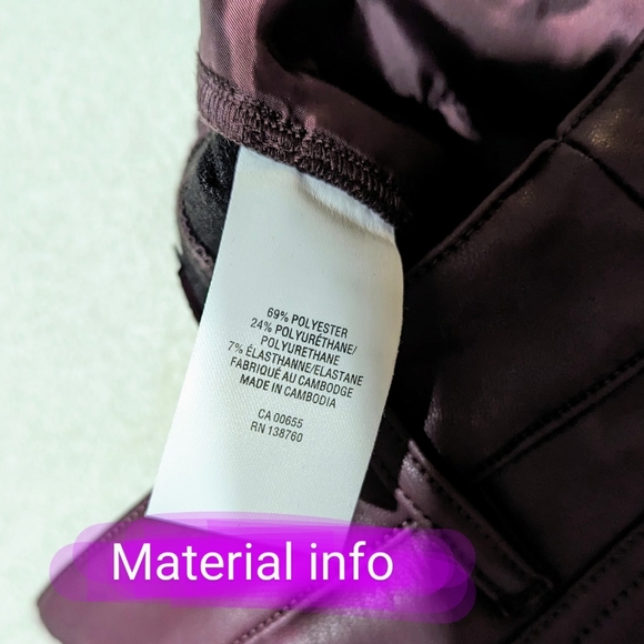 Reitmans size 4 BNWT wine coloured, clossic pleather style pants - Picture 4 of 16